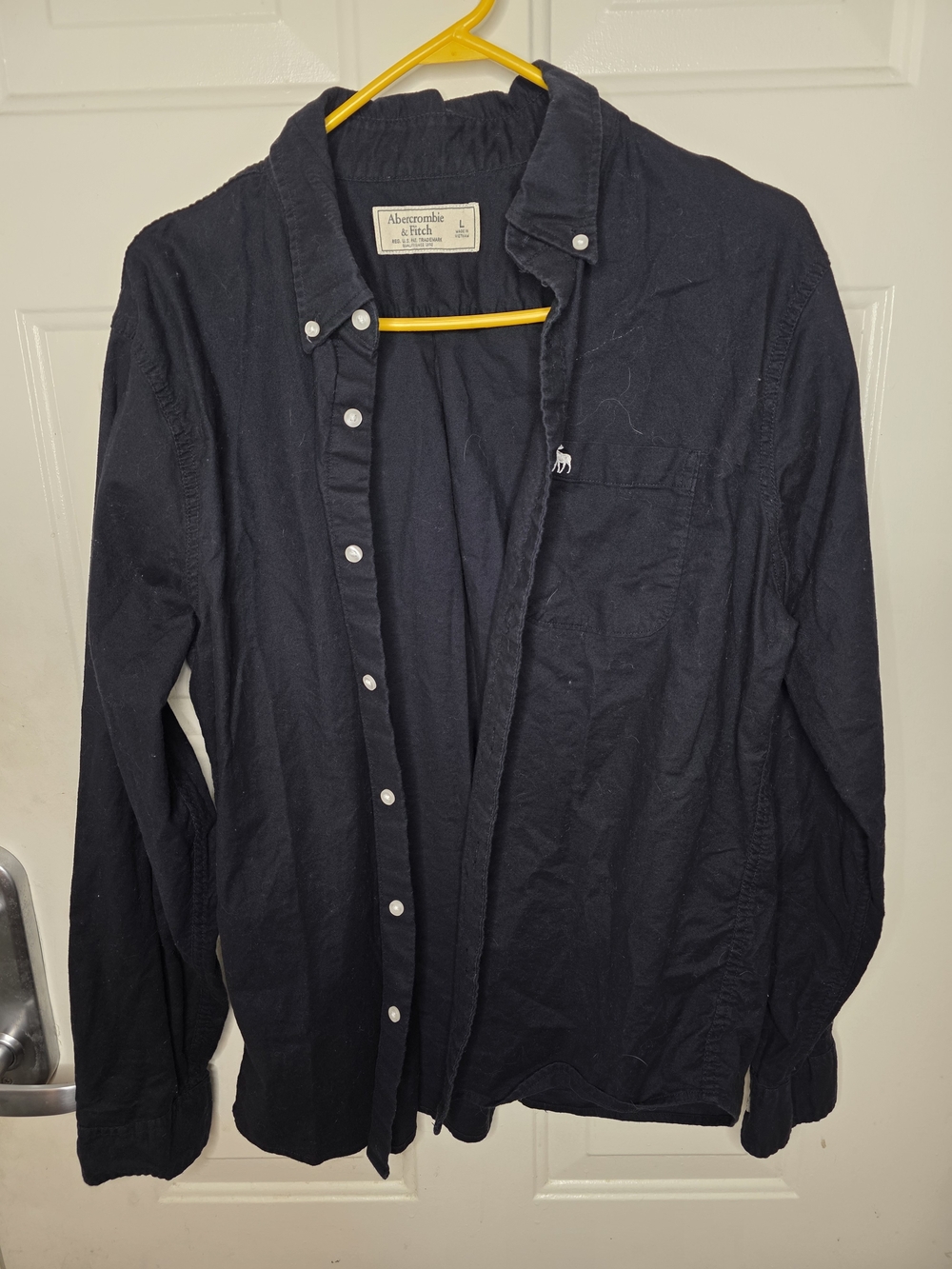 Abercrombie & Fitch Men's Black Casual Button-Down Shirt Size L